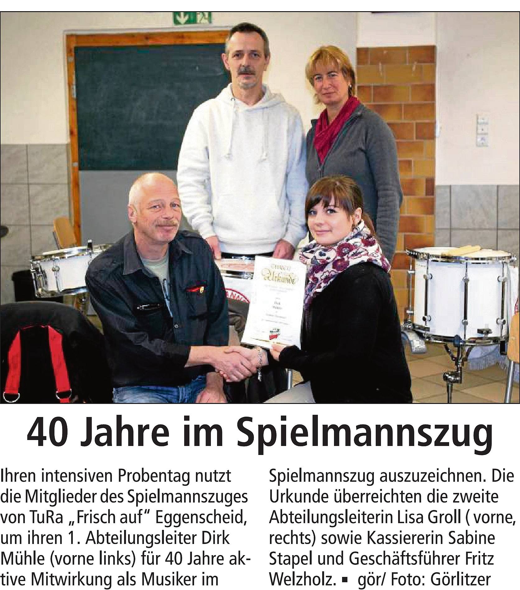 Ehrung Dirk Mühler 40 Jahre